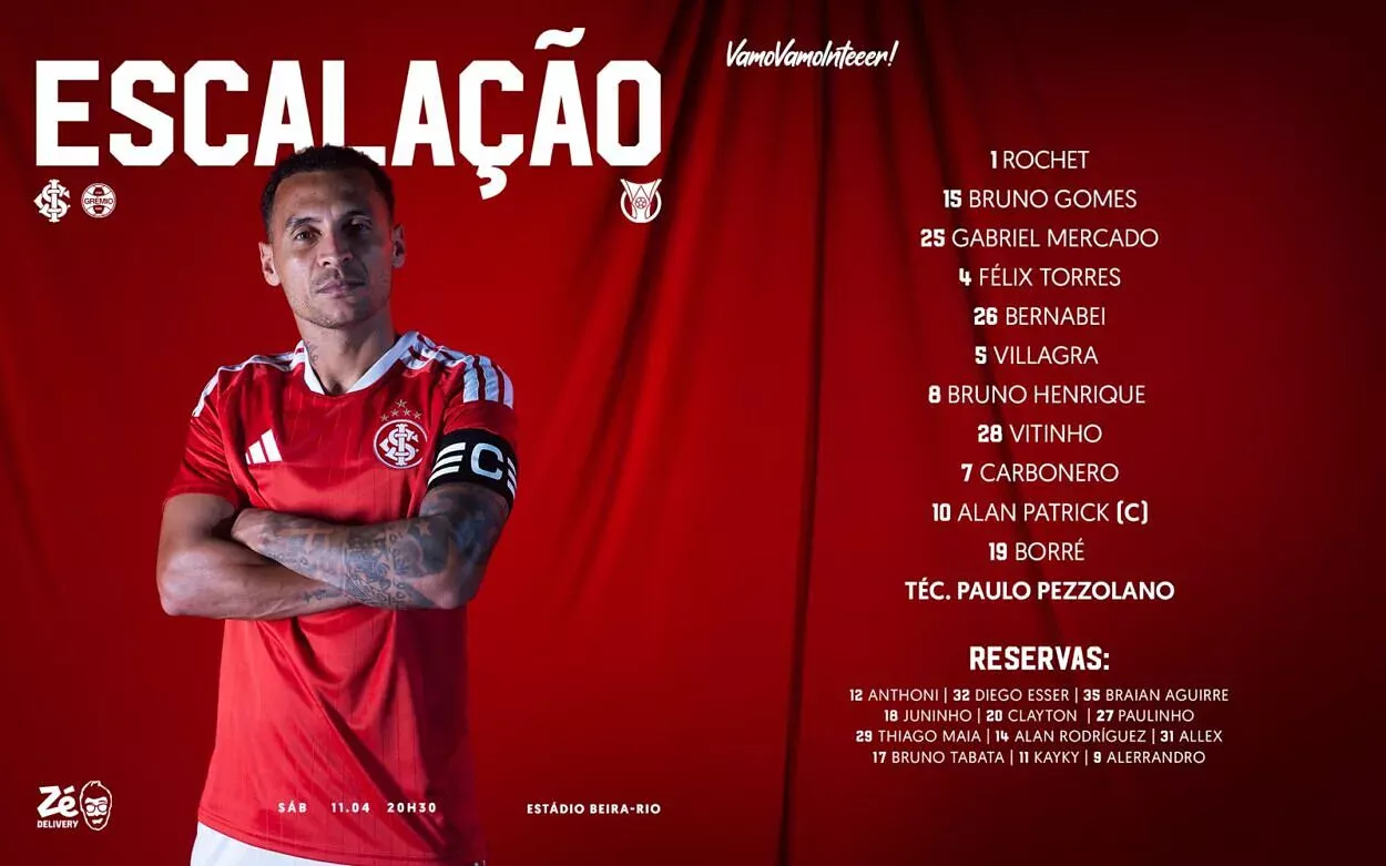 Inter e Grêmio confirmam escalações para o Gre-Nal 452 com baixa de última hora Escalação do Inter para o Gre-Nal 452