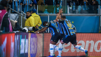 Vídeo mostra zagueiro do Grêmio gritando para Gabigol depois do gol de Tetê Grêmio hoje