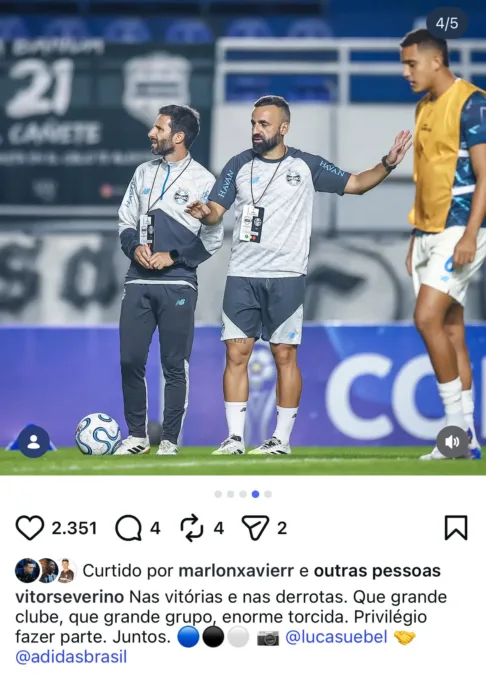 Após polêmica com Odair Hellmann, auxiliar do Grêmio se manifesta sobre último jogo