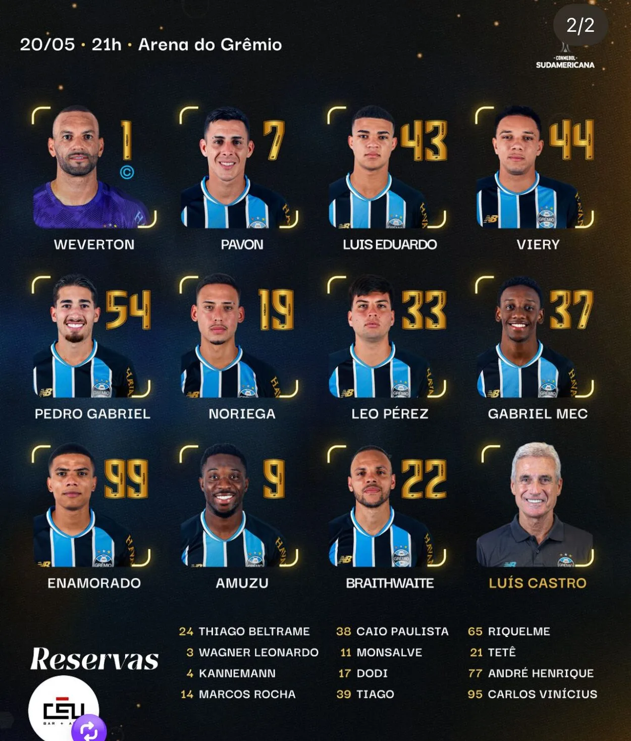 Grêmio x Palestino - Sul Americana 2026