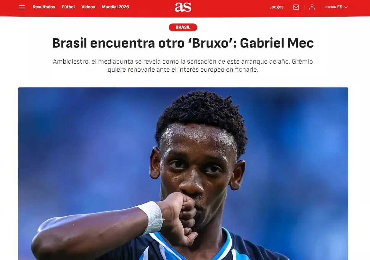 Jonal AS destaca Gabriel Mec, do Grêmio