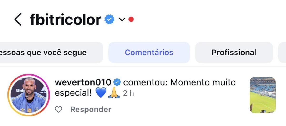 Weverton comenta em post de torcedor do Grêmio e mostra humildade antes da Copa