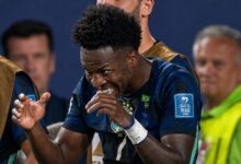 Vini Jr, faz gol contra o Haiti, com a camiseta do Brasil. Falta pouco para cumprir promessa para Felipão, coordenador técnico do Grêmio