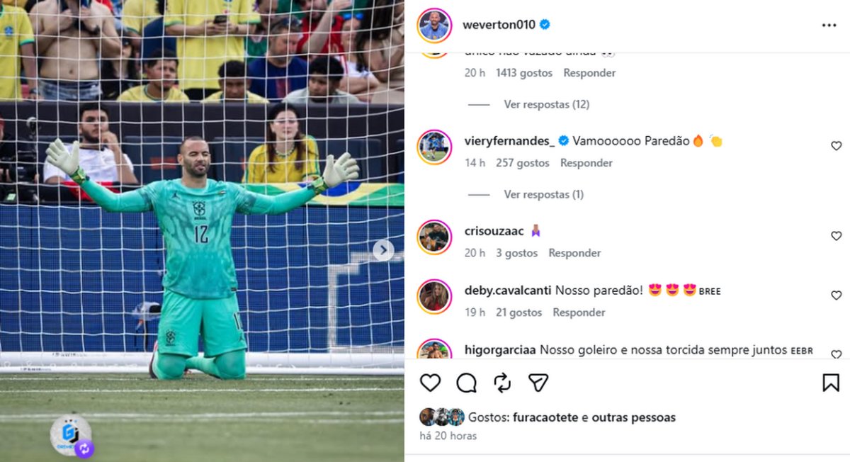 Weverton se manifesta após vitória do Brasil e ganha recado de colega do Grêmio