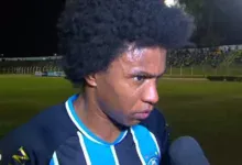 Willian, do Grêmio, posta foto com lenda mundial do atletismo Willian pelo Grêmio