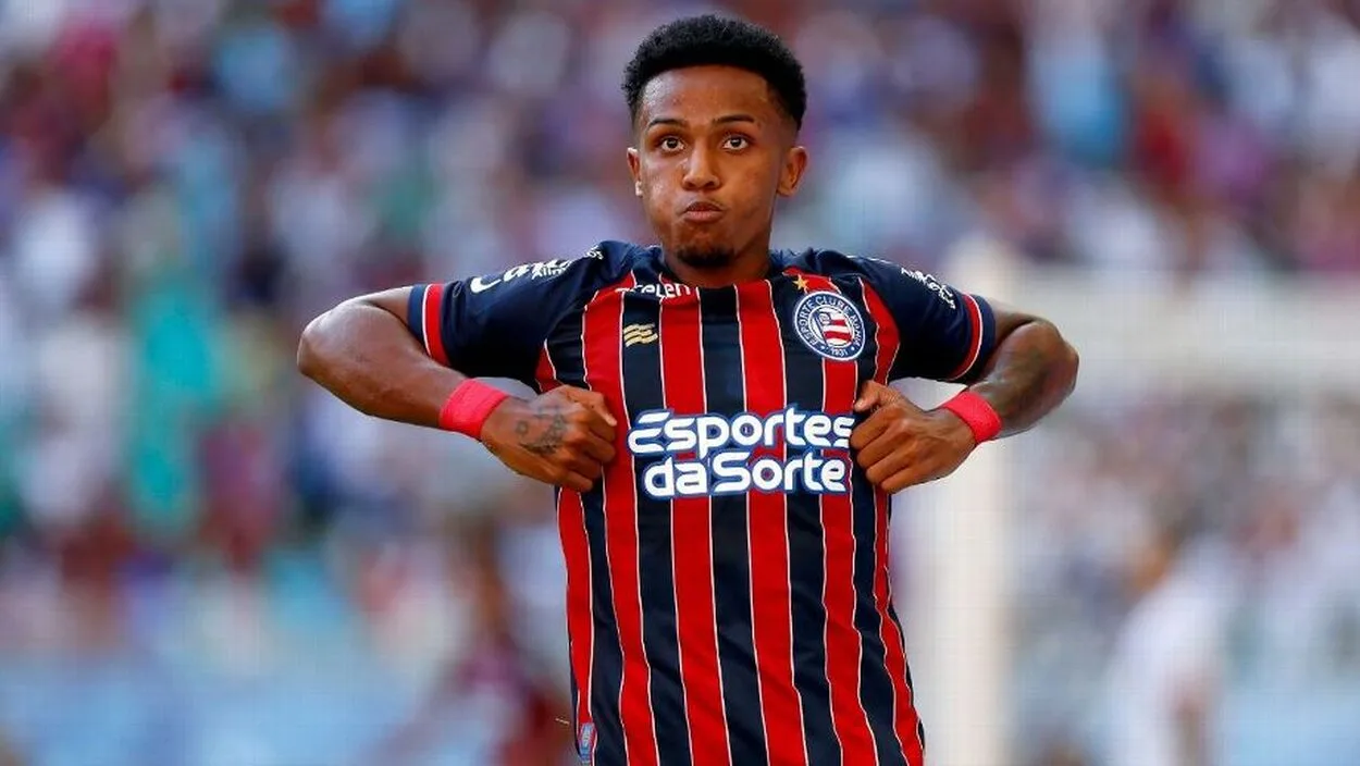 Kayky comemora gol diante do Vitória em clássico pelo Campeonato Baiano