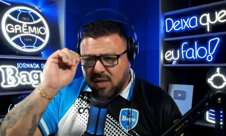 Aléx Bagé comentando empate do Grêmio com Atlético Grau, do Peru. Foto: YouTube/Canal do Alex Bagé