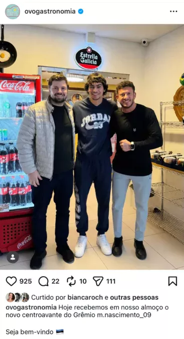 Restaurante se antecipa e "anuncia" contratação de atacante antes do próprio Grêmio