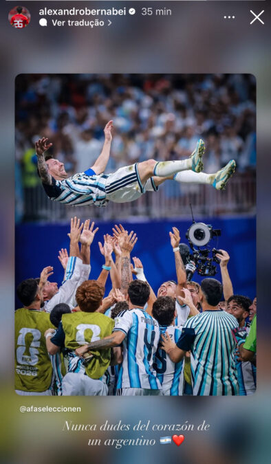 Bernabei manda recado na web após a classificação da Argentina na Copa do Mundo