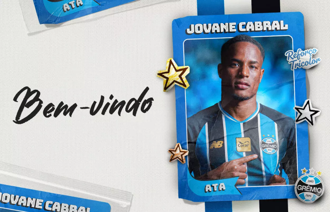Grêmio anuncia a contratação de Jovane Cabral e informa tempo de contrato Grêmio com Cabral