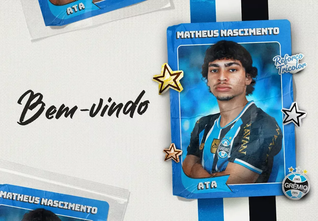 Grêmio anuncia contratação de atacante e comunica assinatura de contrato longo Matheus Nascimento no Grêmio