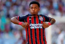 Kayky comemora gol diante do Vitória em clássico pelo Campeonato Baiano
