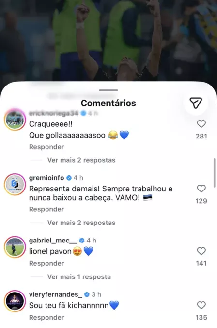 Viery segue atento ao Grêmio e comenta gol decisivo de Pavón: "Sou teu fã"