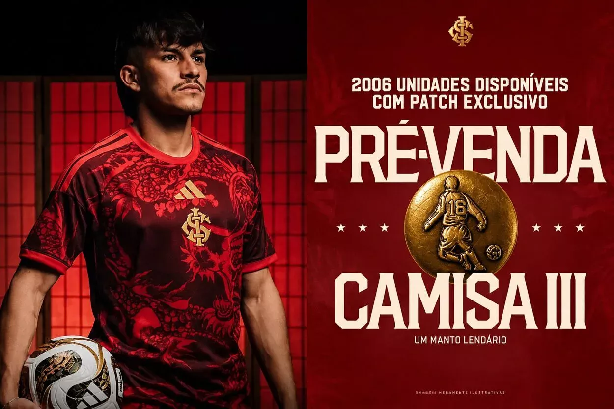 Inter lança terceira camisa com 2.006 unidades e homenagem ao Mundial Foto: Divulgação/Inter