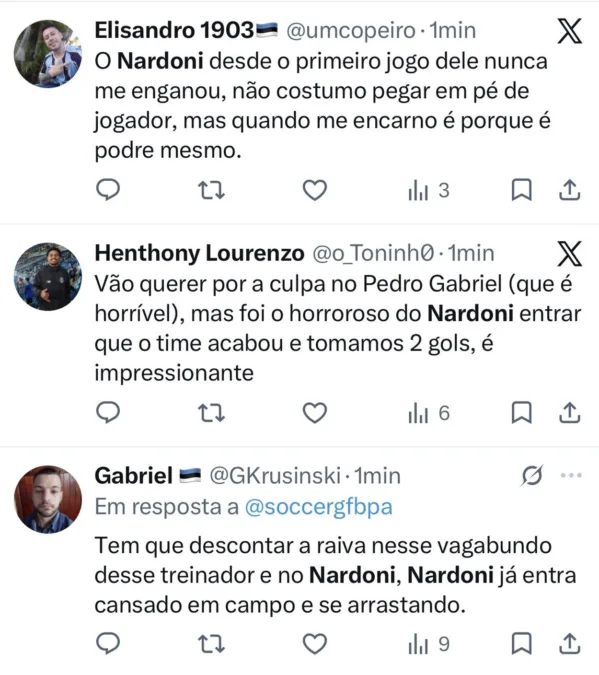 Torcida do Grêmio perde a paciência com Nardoni por erro em gol do Vasco