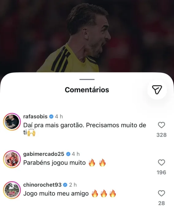 O recado escrito por Rochet para Anthoni após a vitória do Inter sobre o Corinthians