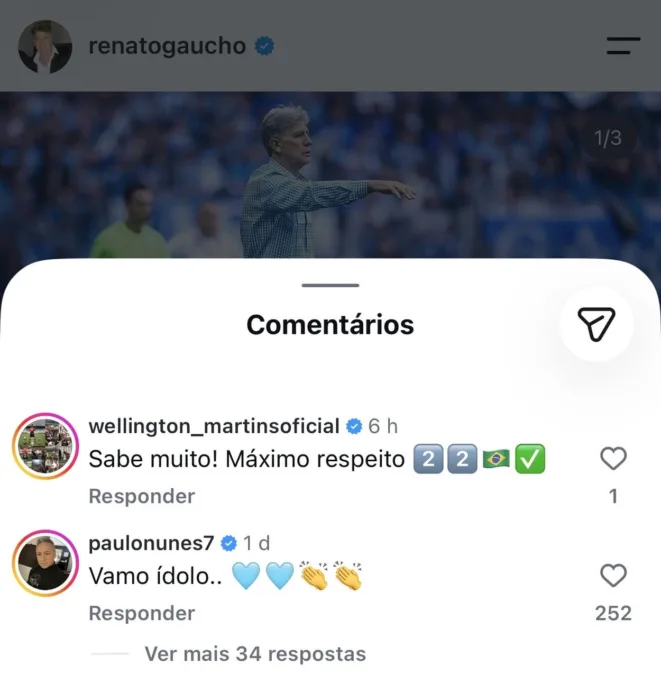 Ex-Inter aprova manifestação de Renato no fim da coletiva: "Máximo respeito" Paulo Nunes, jornalista — Paulo Nunes — , jornalista