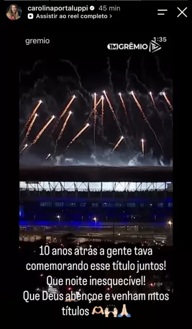 Carol Portaluppi "reforça" o Grêmio e estará na Arena: "Que venham títulos"
