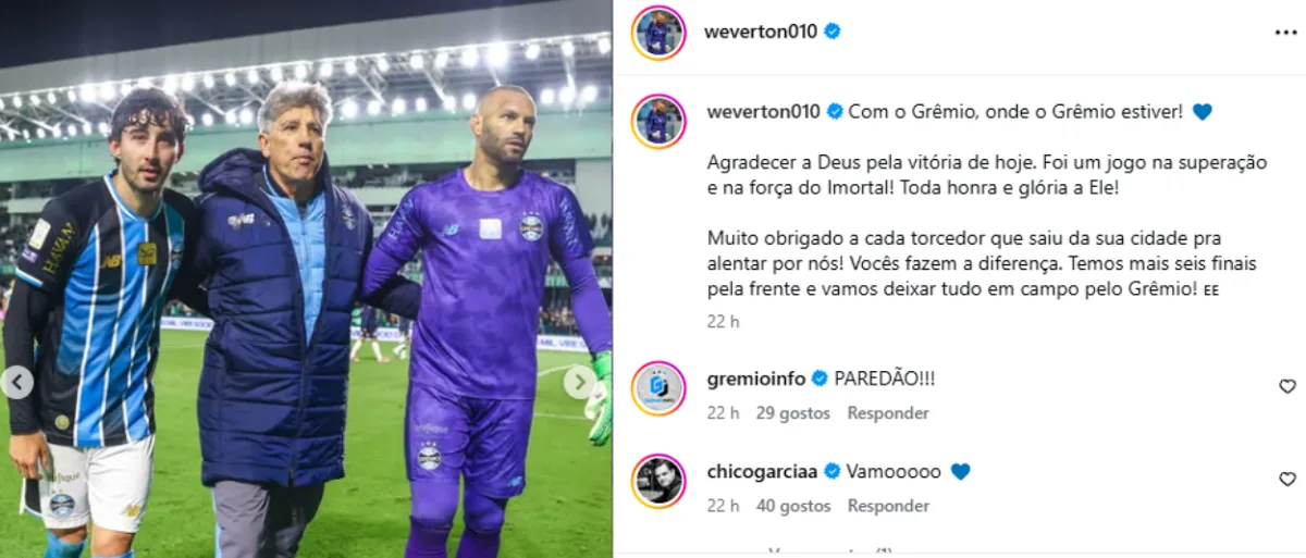 Renato Portaluppi, técnico do Grêmio e Villasanti, meio-campista do Grêmio
