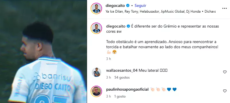 Volta no Gre-Nal? Lateral do Grêmio se manifesta na web e cria mistério: "Ansioso"