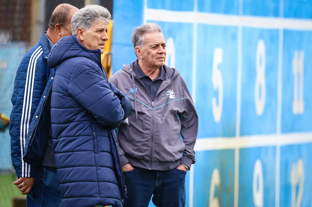 Renato Portaluppi, técnico do Grêmio e Paulo Pelaipe, diretor executivo de futebol do Grêmio
